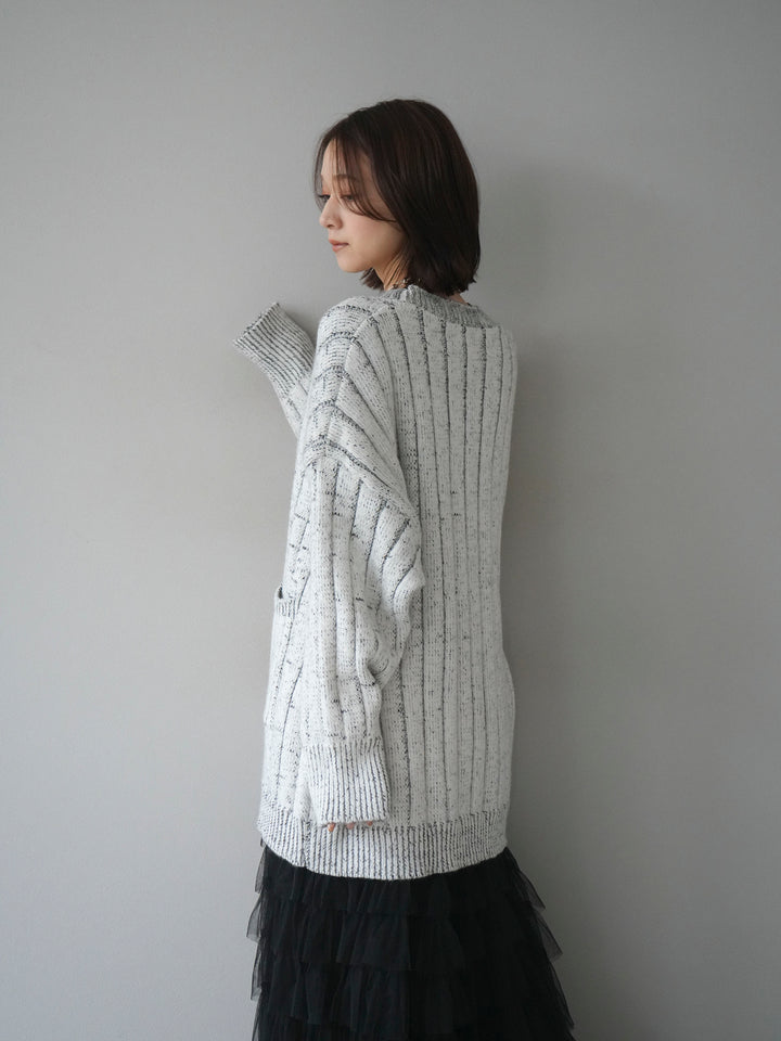 [予約]プレーティングオーバーニットカーディガン/white