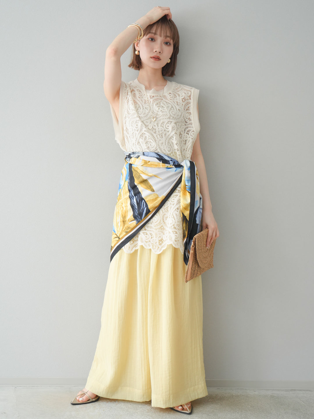 [予約]シアータックワイドパンツ/イエロー