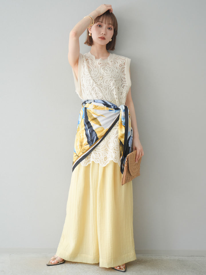 [予約]シアータックワイドパンツ/イエロー