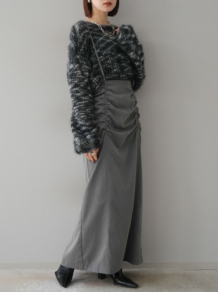 【預購】褶皺吊帶裙/炭灰