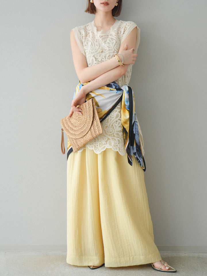 [予約]シアータックワイドパンツ/イエロー