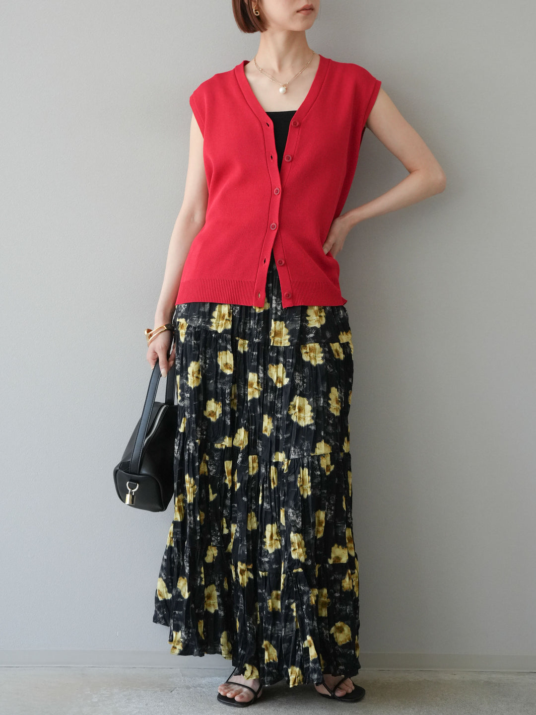 [SET]フラワーワッシャーロングスカート+フラワーワッシャーロングスカート(2set)