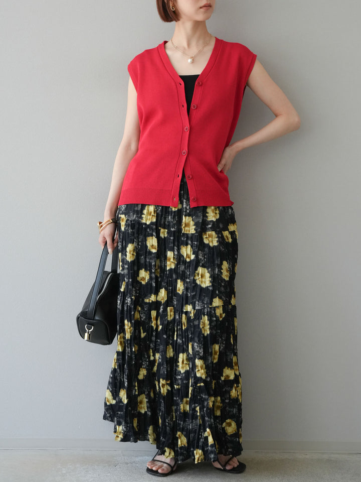 [SET]フラワーワッシャーロングスカート+フラワーワッシャーロングスカート(2set)