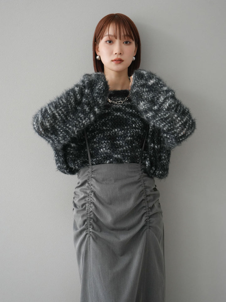 【預購】褶皺吊帶裙/炭灰