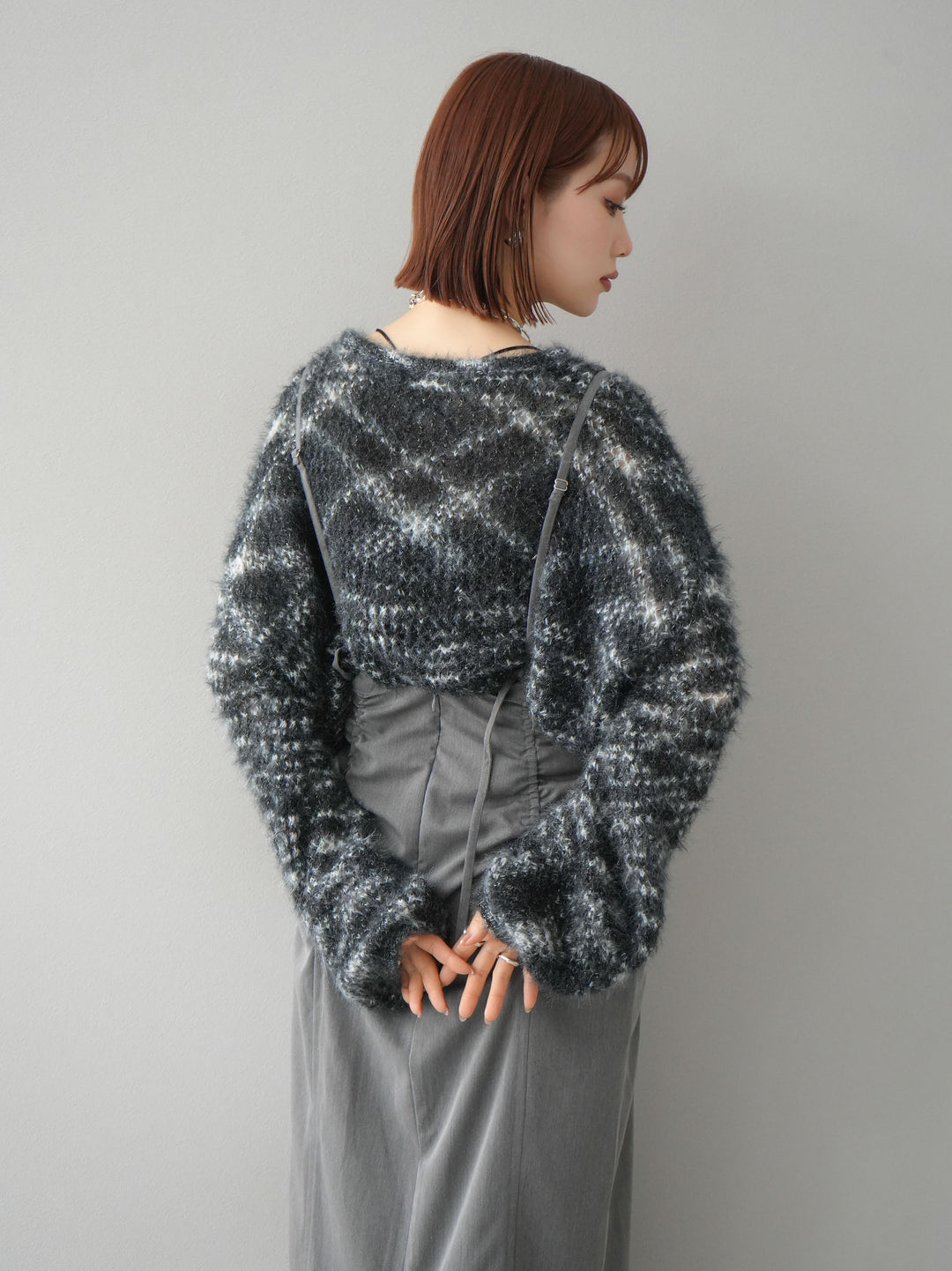 【預購】褶皺吊帶裙/炭灰