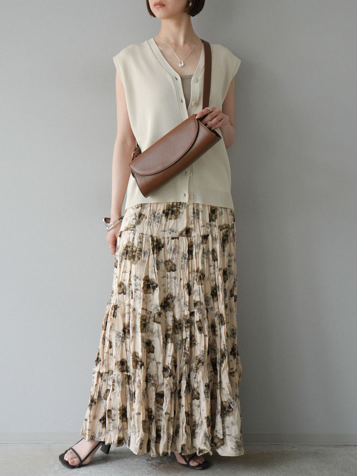 [SET]フラワーワッシャーロングスカート+フラワーワッシャーロングスカート(2set)