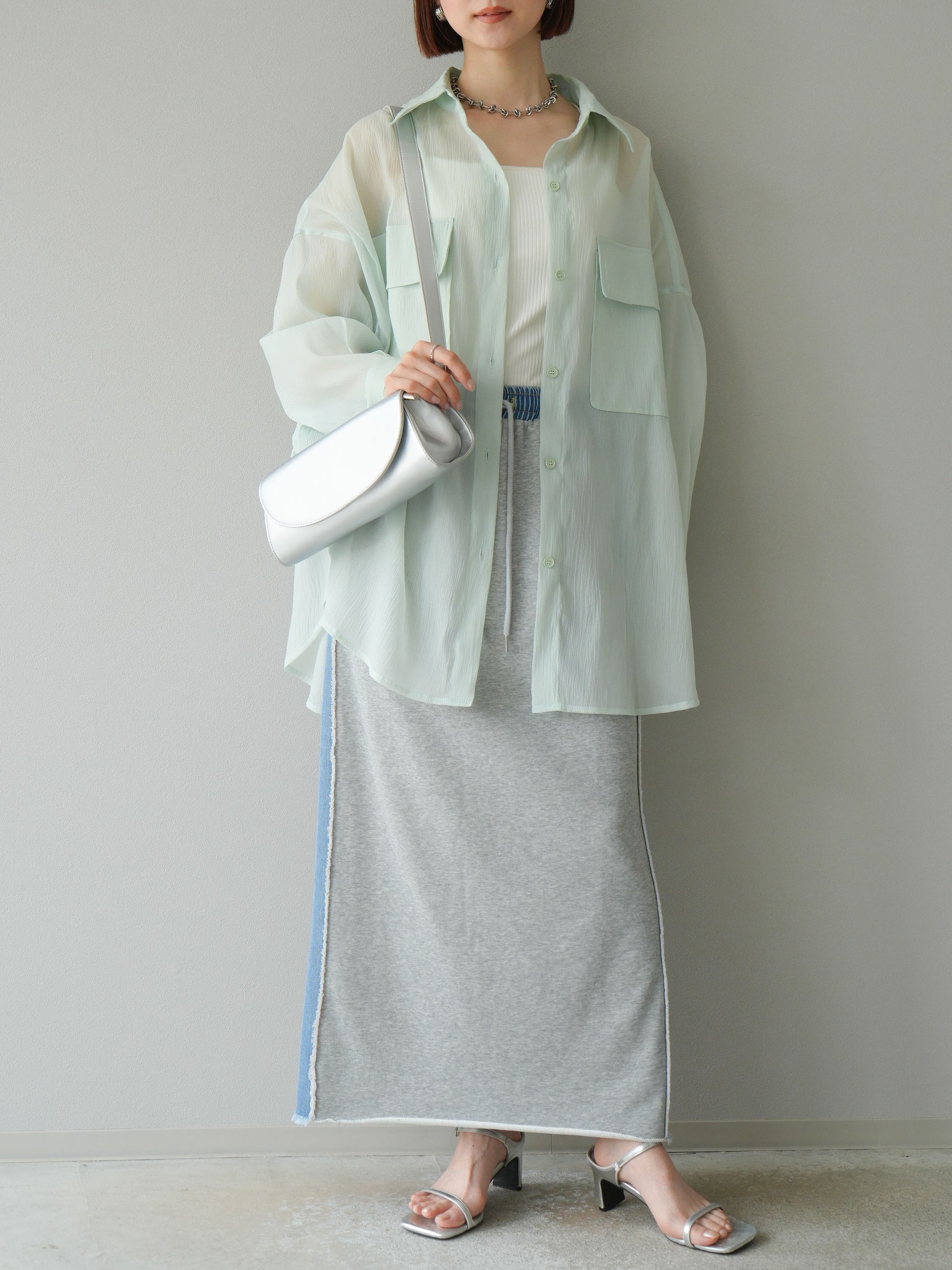 予約]デニムドッキングスウェットスカート/グレー – Lumier