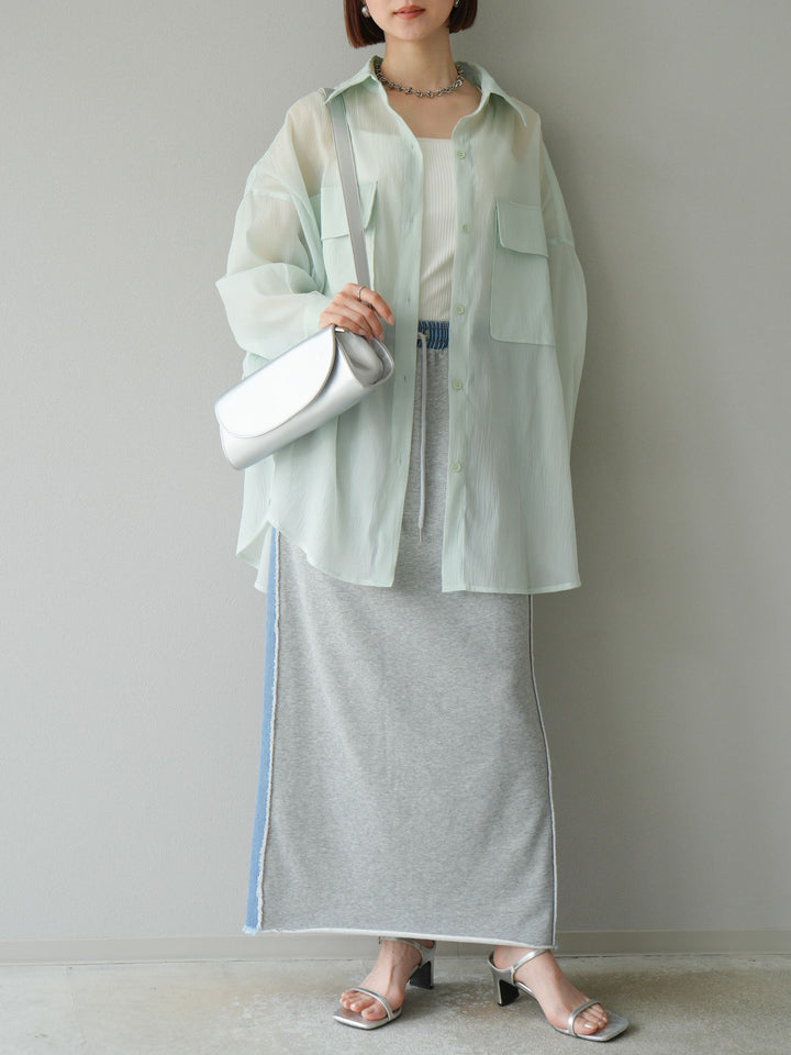 [予約]デニムドッキングスウェットスカート/グレー