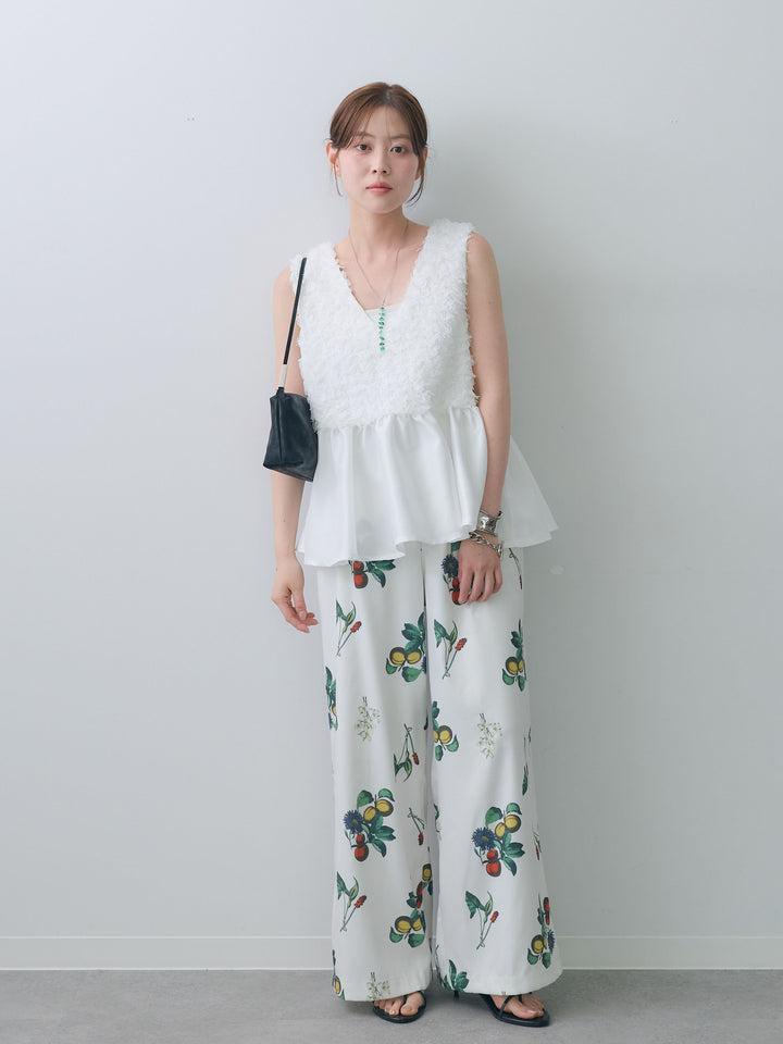 [SET]ボタニカルプリントタックパンツ+ボタニカルプリントタックパンツ(2set)