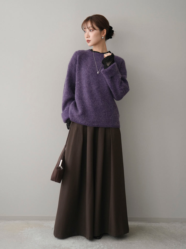 [予約]アンゴラタッチクルーネックニットプルオーバー/purple