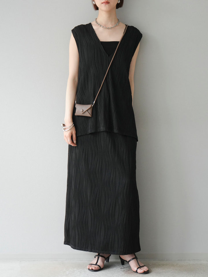 [予約]ウェーブパイピングタイトスカート/ブラック