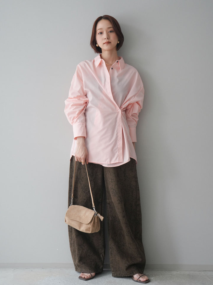 [予約]ジャガードカーブデニムパンツ/brown