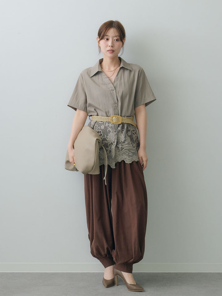 [予約]カフヘムタックコクーンパンツ/brown
