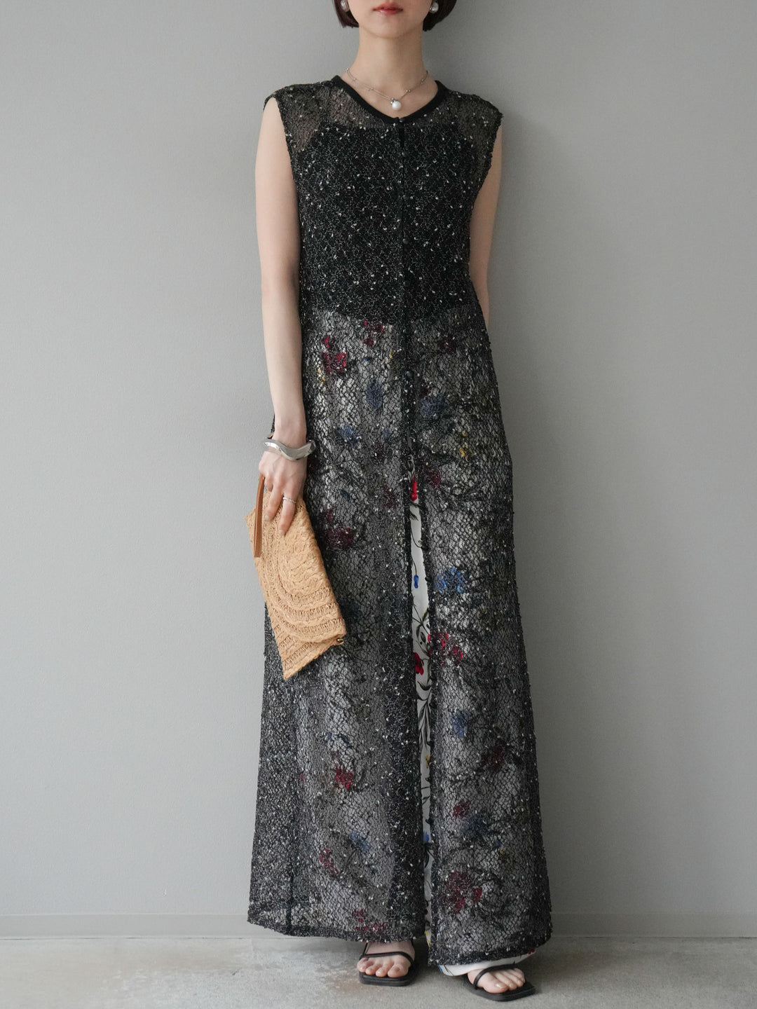 【預購】植物圖案休閒褲/米白色