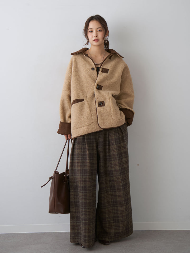 [SET]チェックダブルタックワイドパンツ+チェックダブルタックワイドパンツ(2set)