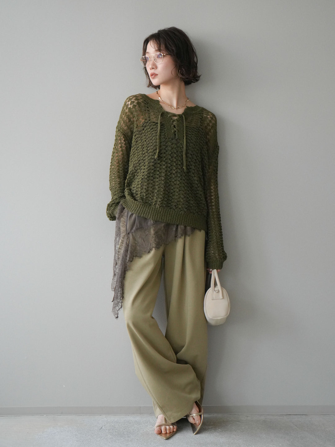 [予約]リラックスドレープスウェットパンツ/khaki
