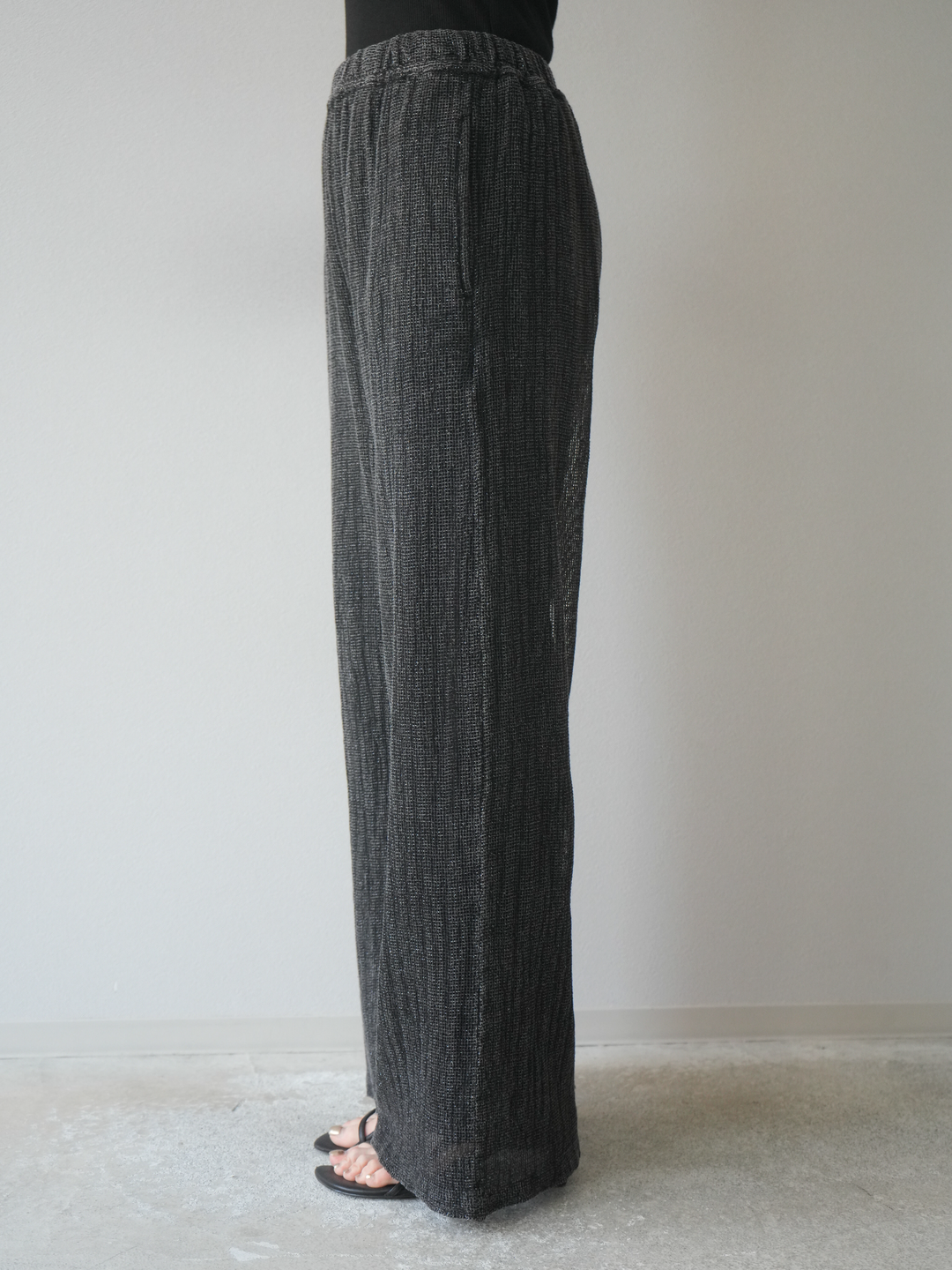 [予約]コットンラメメッシュイージーパンツ/グレー