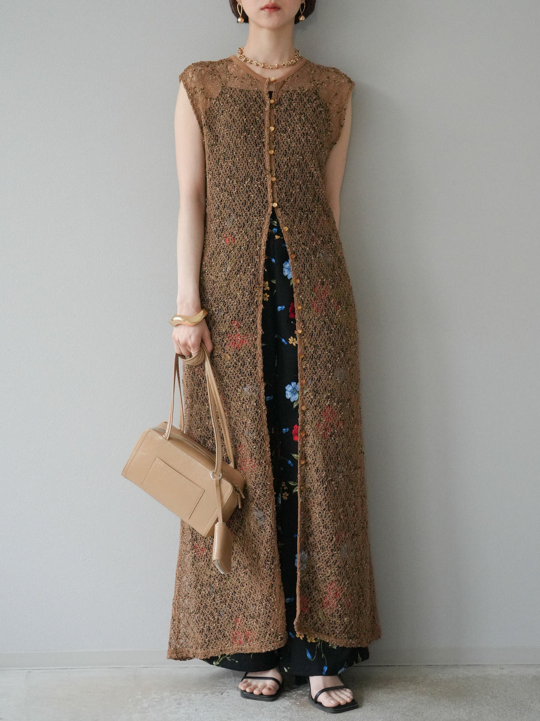 【預購】植物圖案休閒褲/黑色