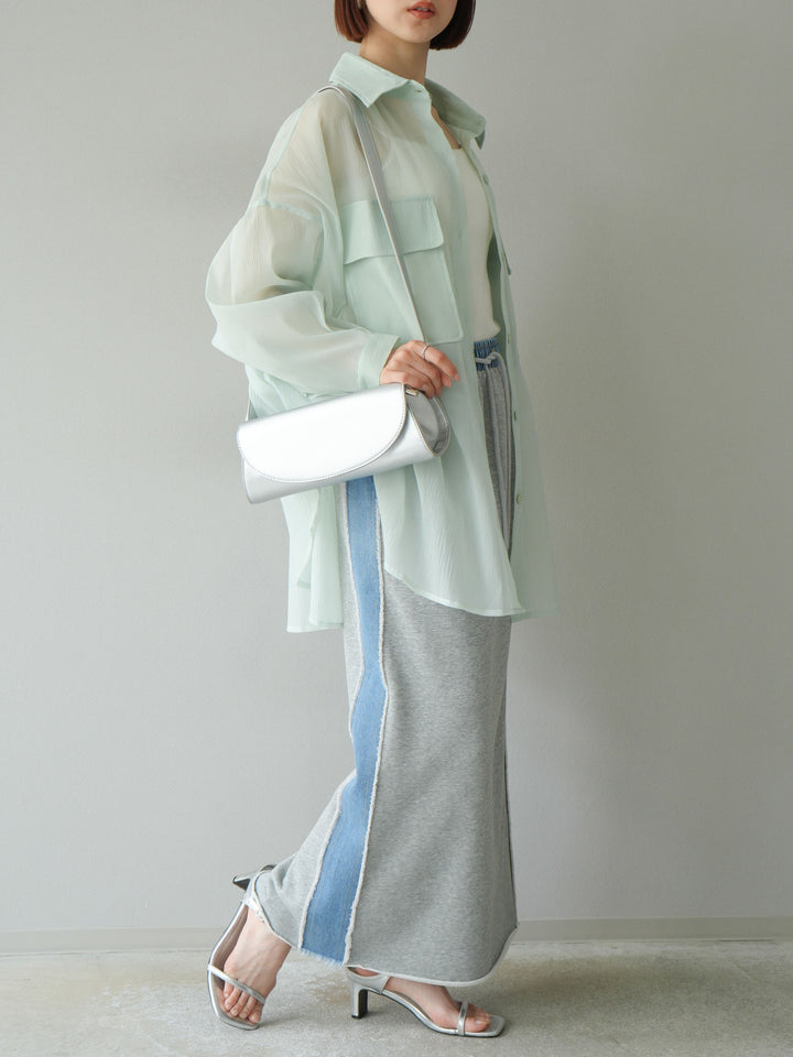 [予約]デニムドッキングスウェットスカート/グレー