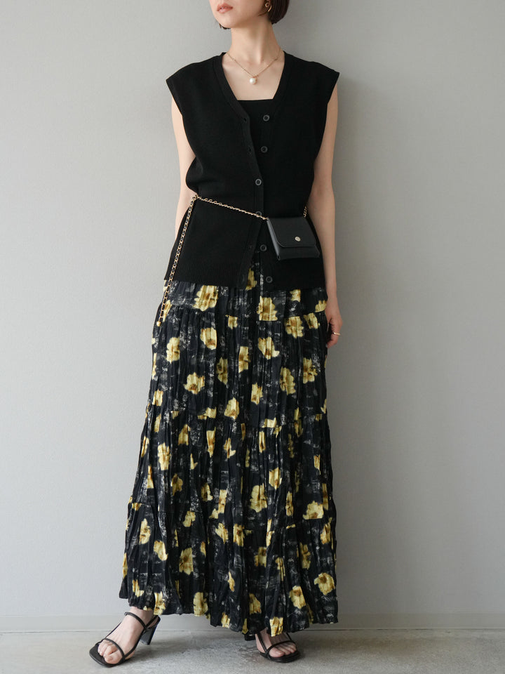 [SET]フラワーワッシャーロングスカート+フラワーワッシャーロングスカート(2set)