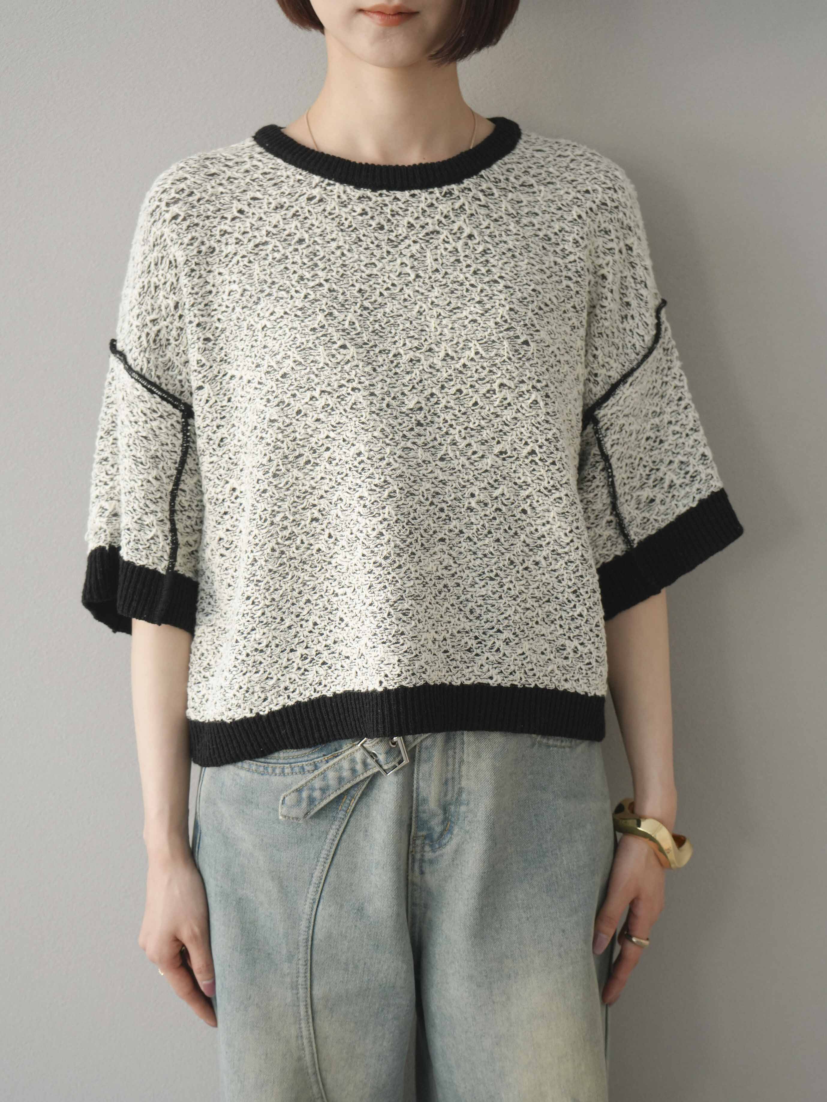 予約]ミックスヤーンニットプルオーバー/ブラック – Lumier