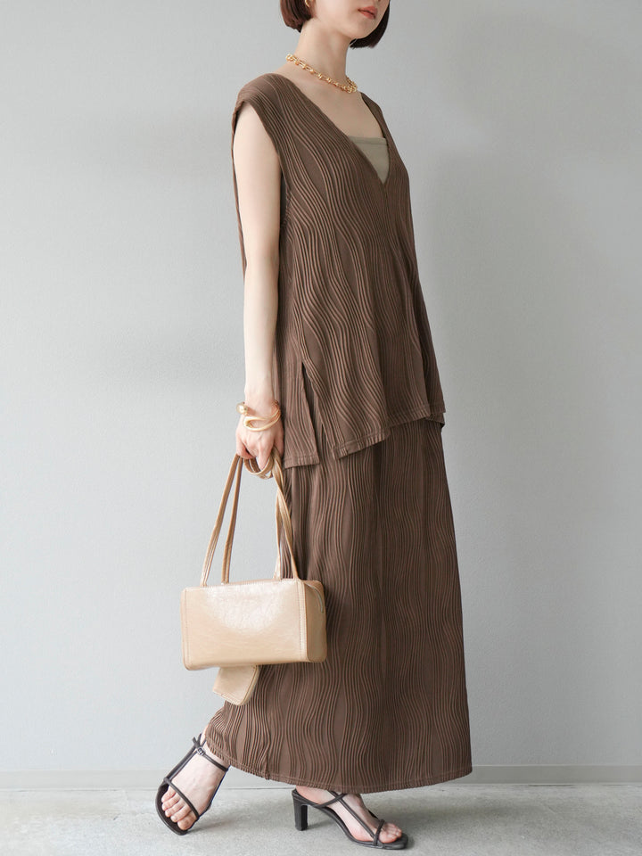 [SET]ウェーブパイピングタイトスカート+ウェーブパイピングタイトスカート(2set)