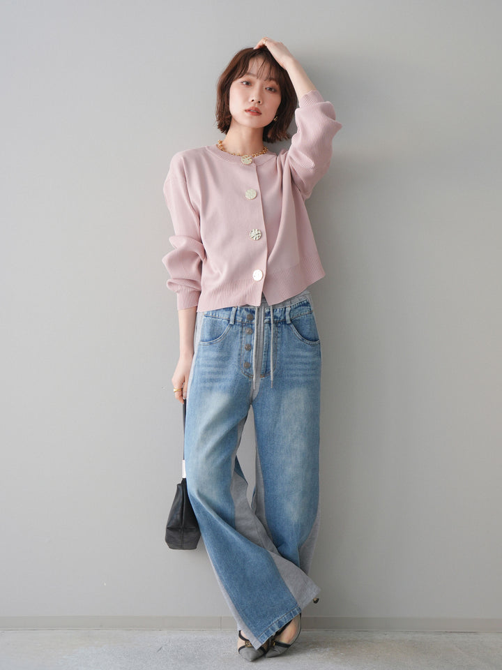 [予約]デニム切替スウェットパンツ/gray