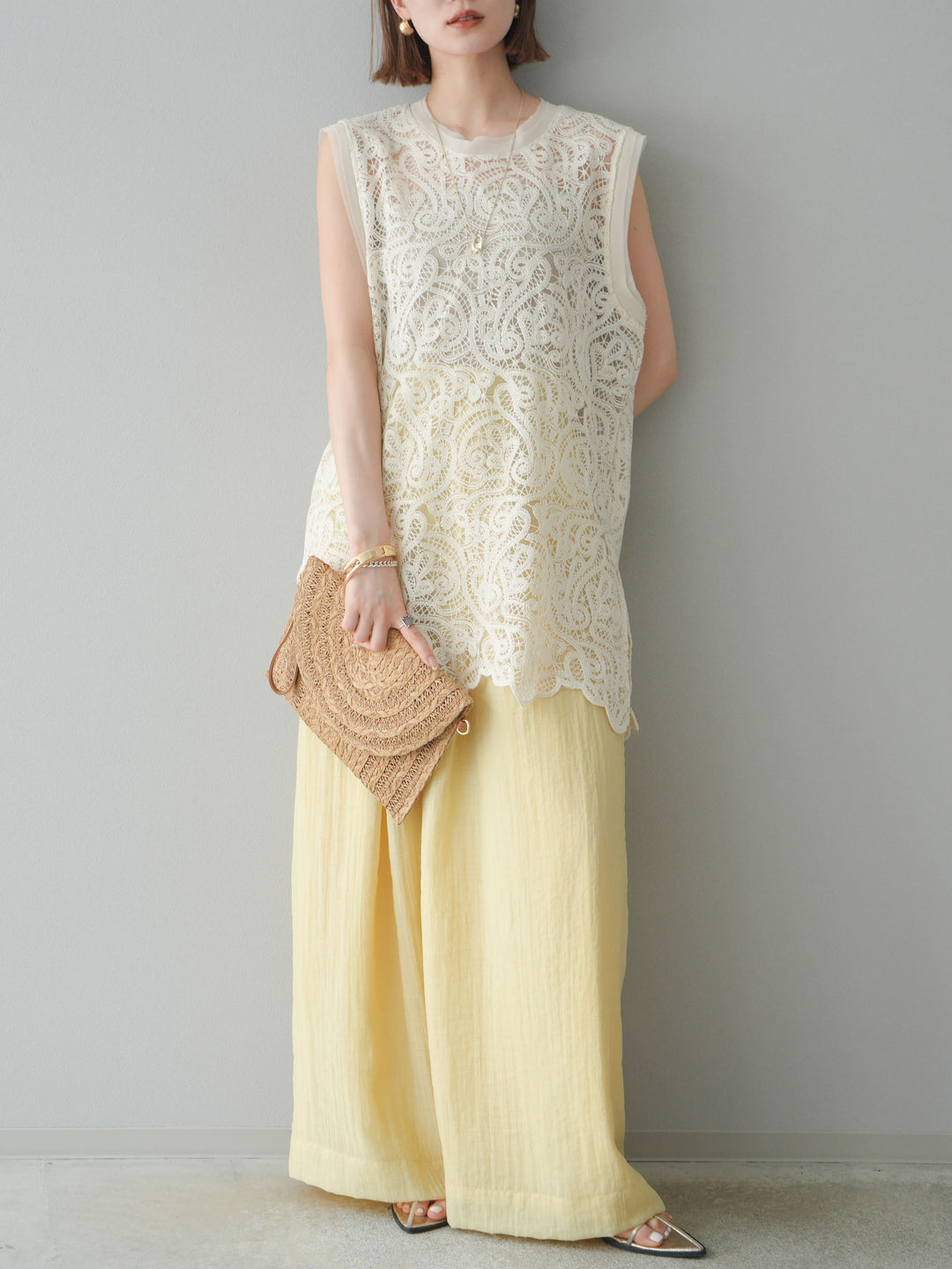 [予約]シアータックワイドパンツ/イエロー