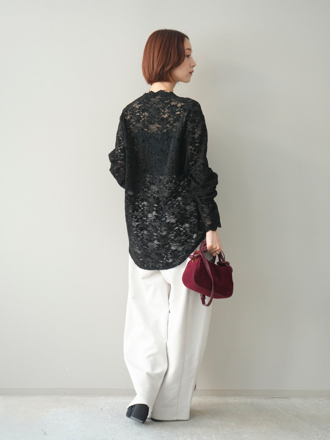 [予約]裾ZIPスエットワイドパンツ/ivory