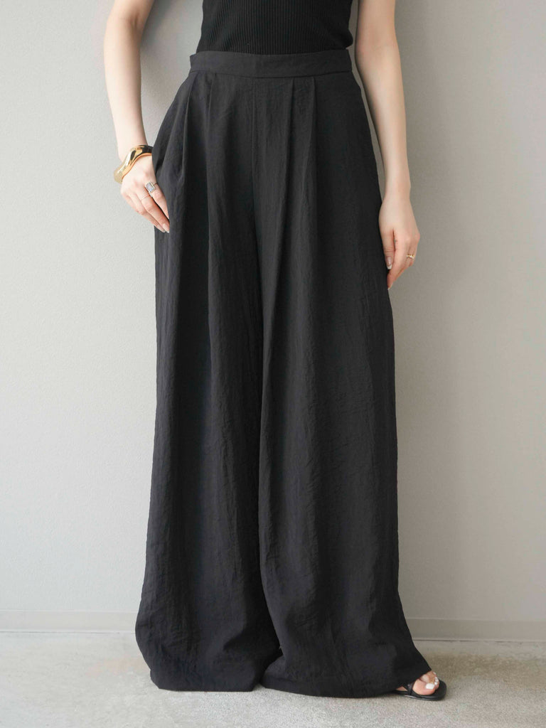 LiNoH ブラック ワイドパンツ LISA」ワイドパンツ【自宅で試着、返品送料無料】(XS ブラック