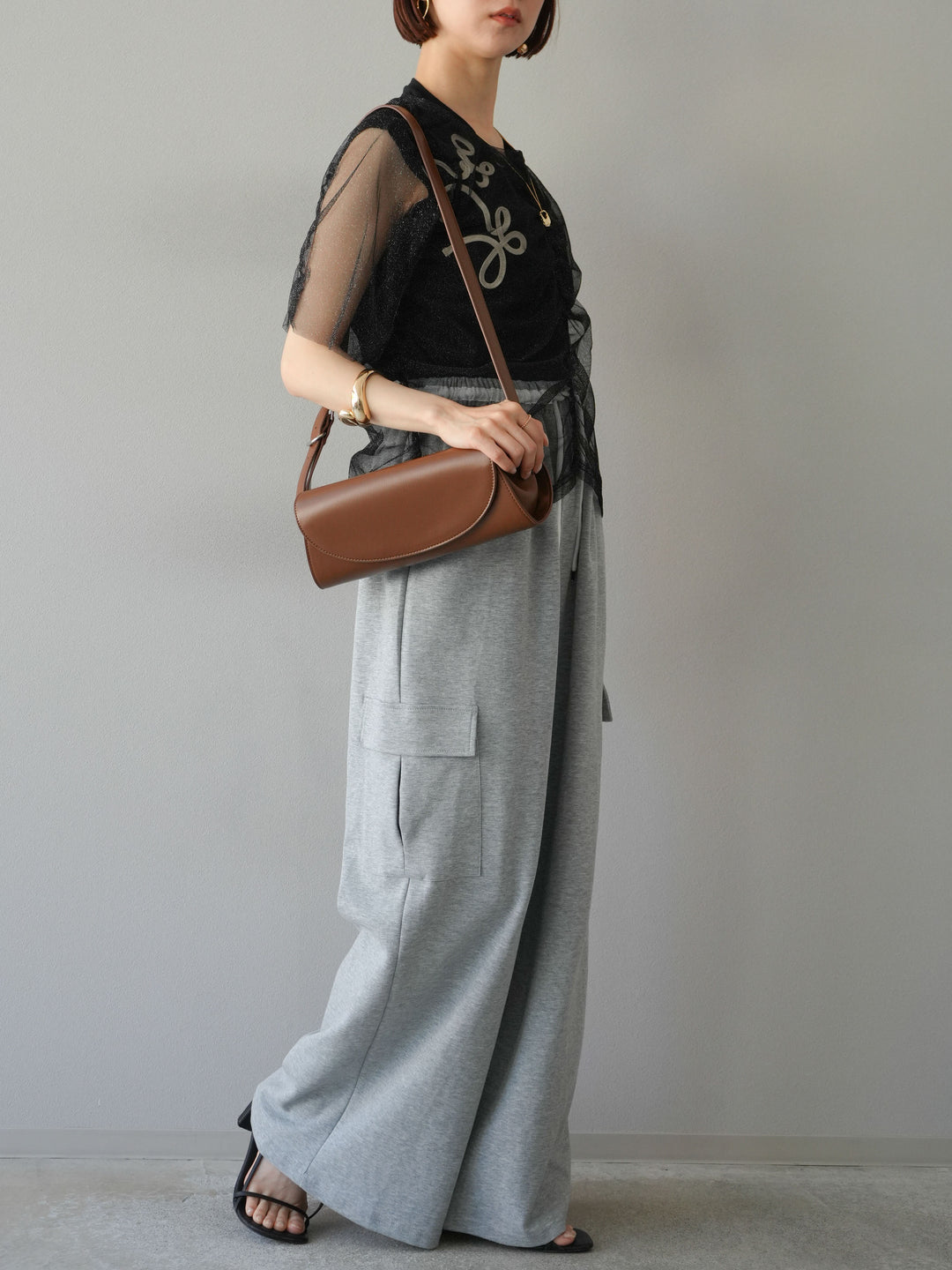 [予約]ウエストラインサイドポケットスウェットパンツ/グレー