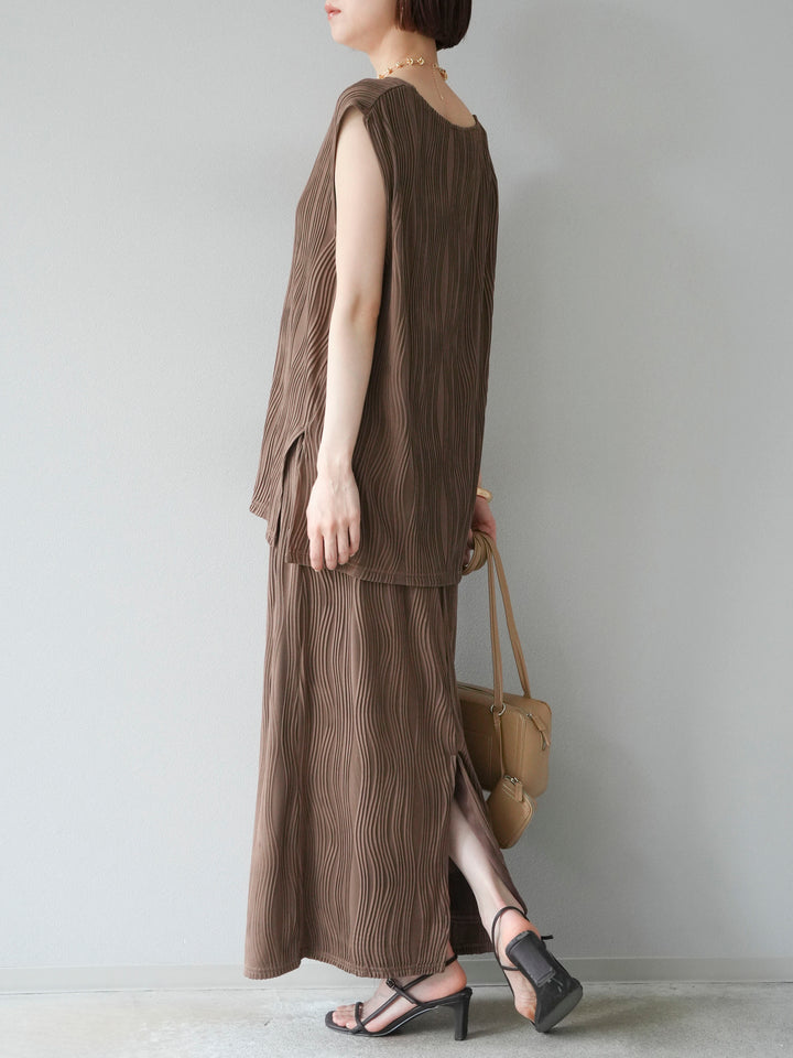 [SET]ウェーブパイピングタイトスカート+ウェーブパイピングタイトスカート(2set)