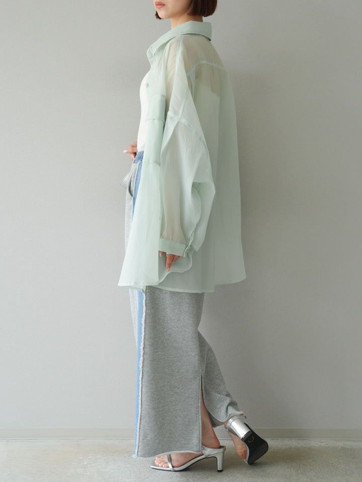 [予約]デニムドッキングスウェットスカート/グレー