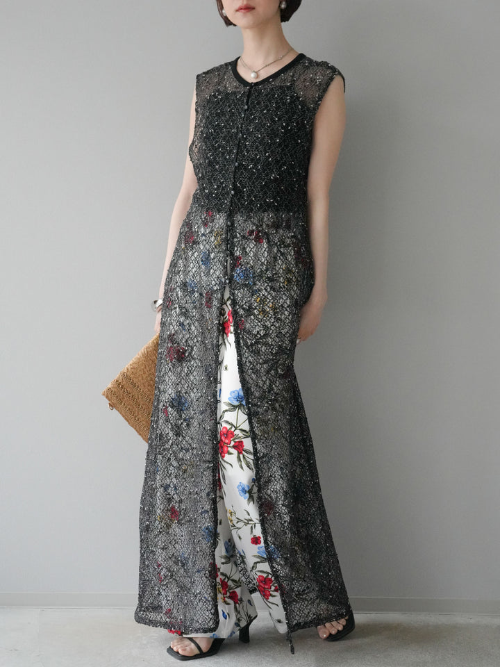 【預購】植物圖案休閒褲/米白色