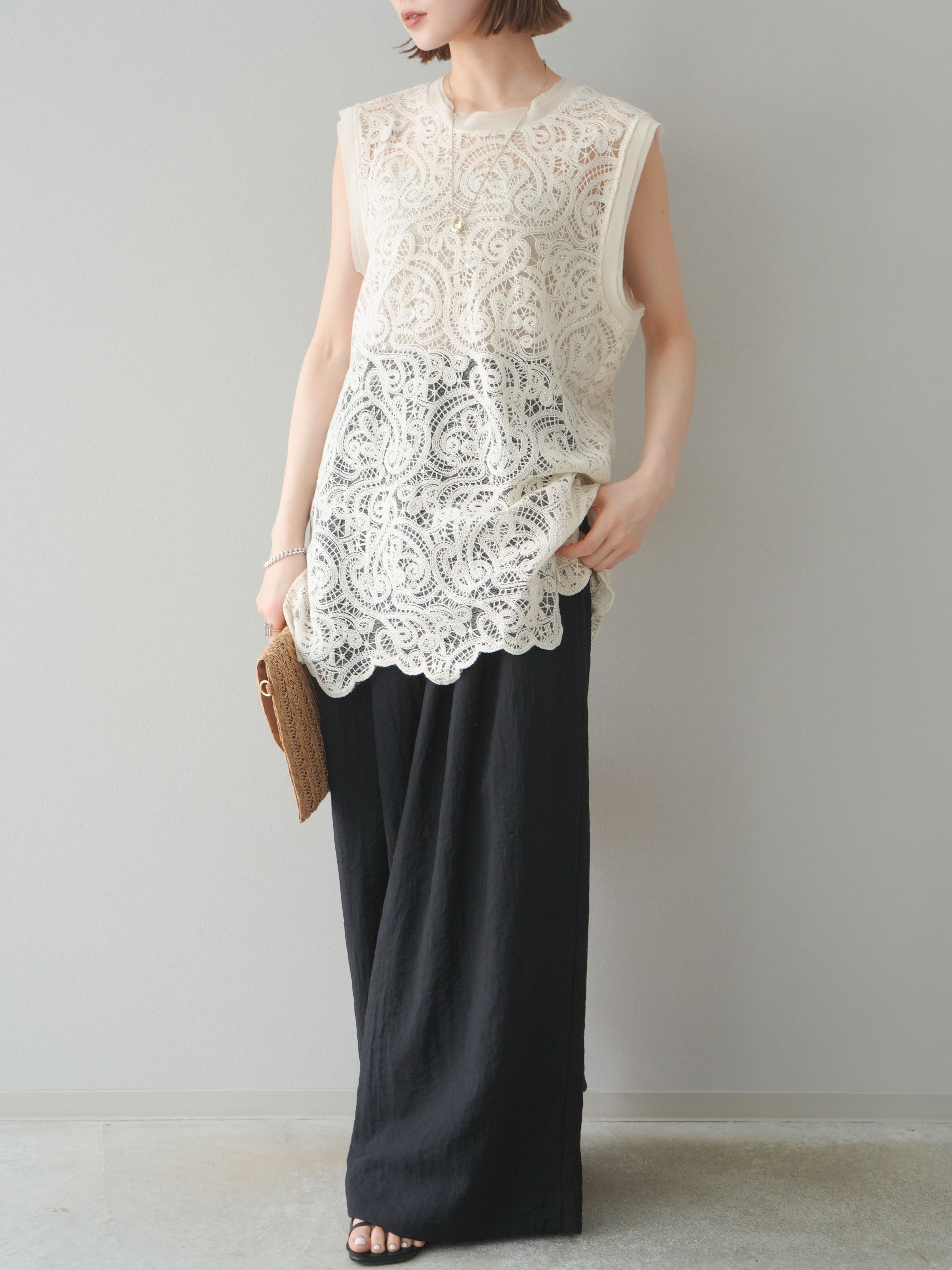 予約]シアータックワイドパンツ/ブラック – Lumier