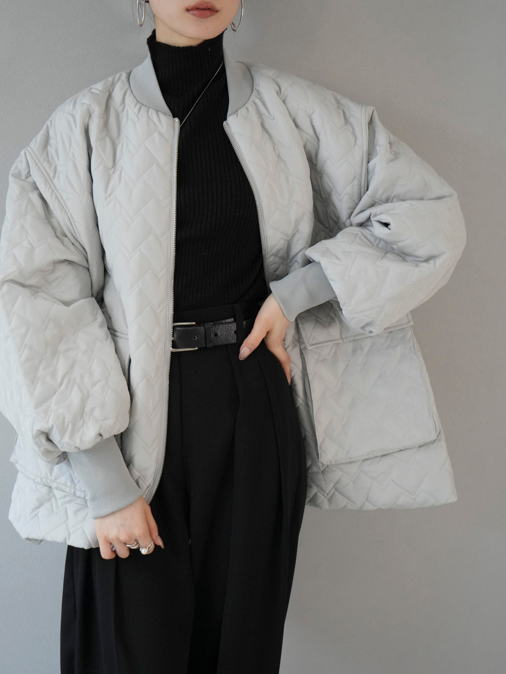 【預訂】絎縫大口袋外套/灰色