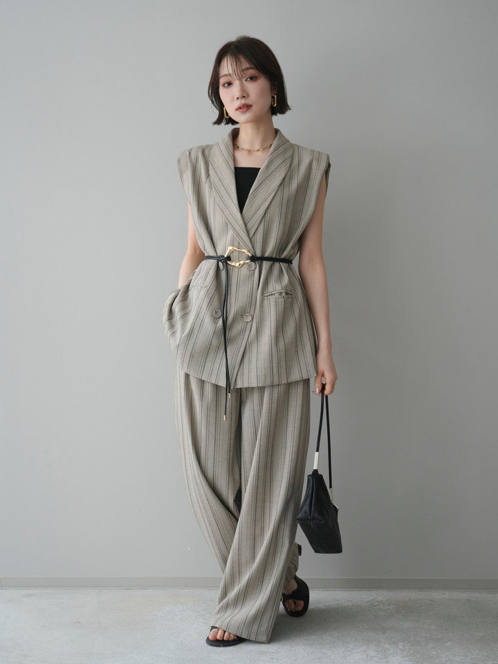 [SET]モチーフベルト付ストライプジレ＆パンツSETUP