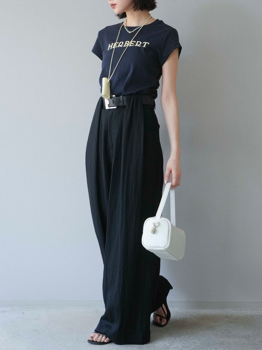 【預購】寬褲配大皮帶/黑色