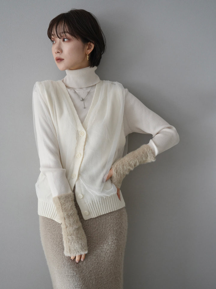 [Pre-order] Tulle layered knit vest/ivory