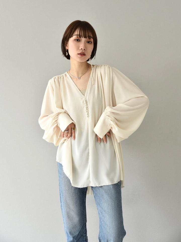 [Pre-order] TUCK CHIFFON BLOUSE/IVORY