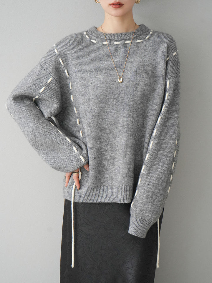 [預訂] 針織設計套頭衫/灰色