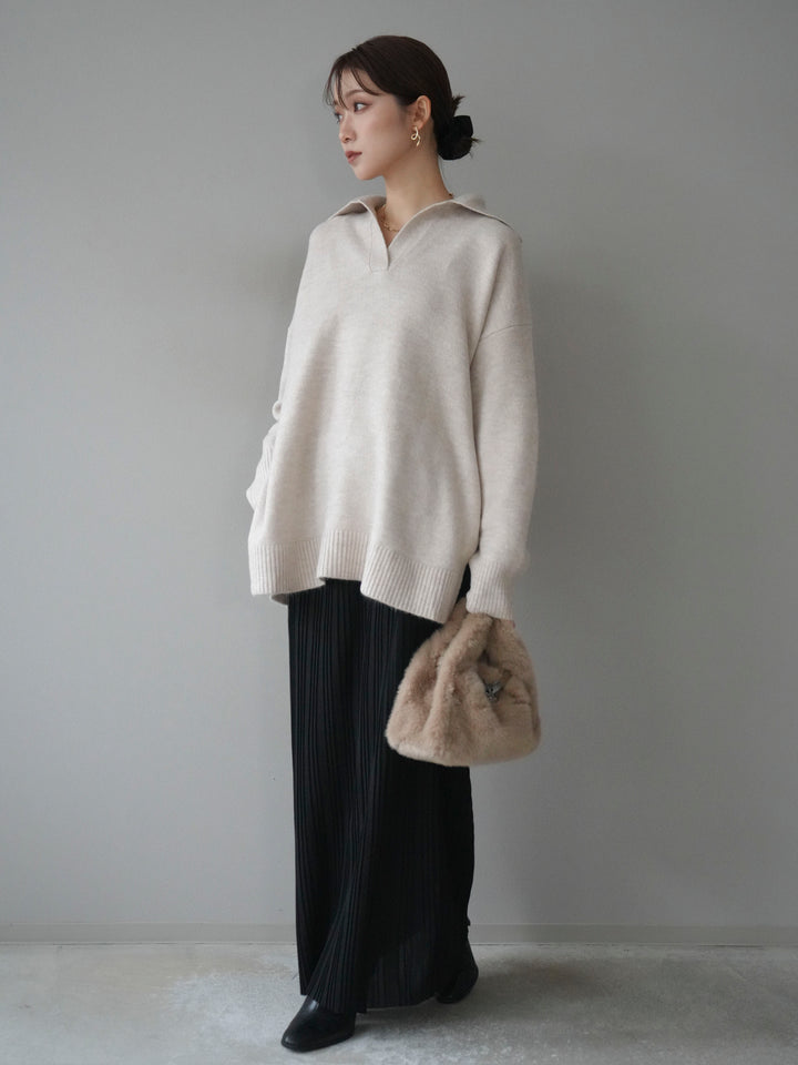 [予約]プリーツIラインスカート/black