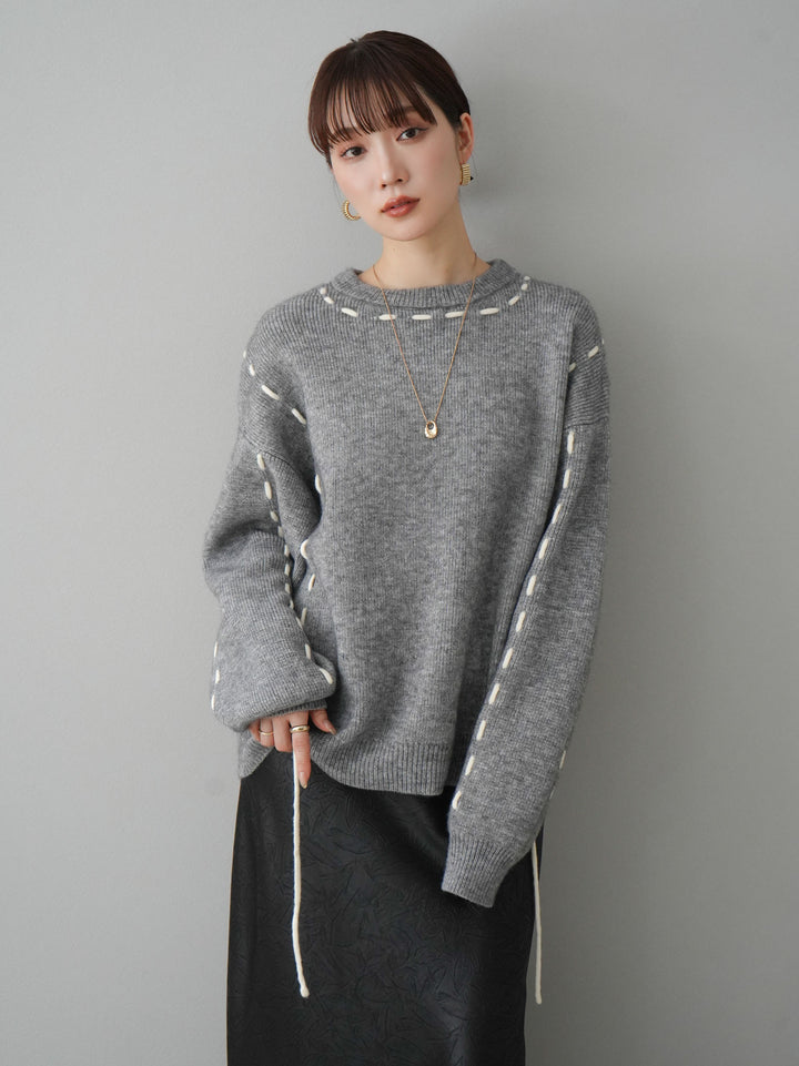 [預訂] 針織設計套頭衫/灰色