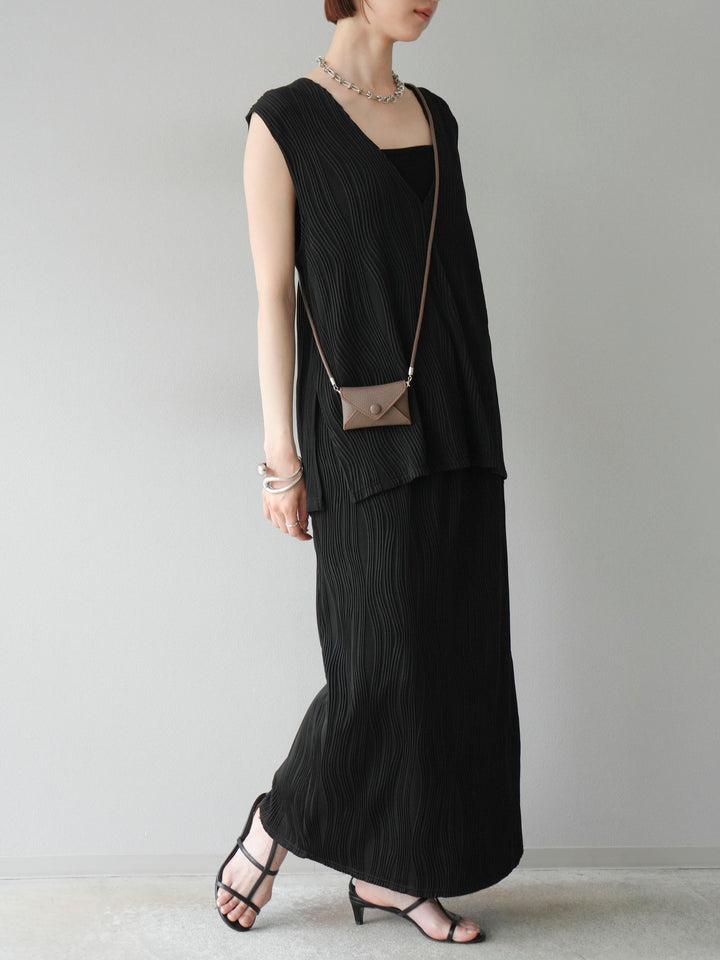 [SET]ウェーブパイピングタイトスカート+ウェーブパイピングタイトスカート(2set)