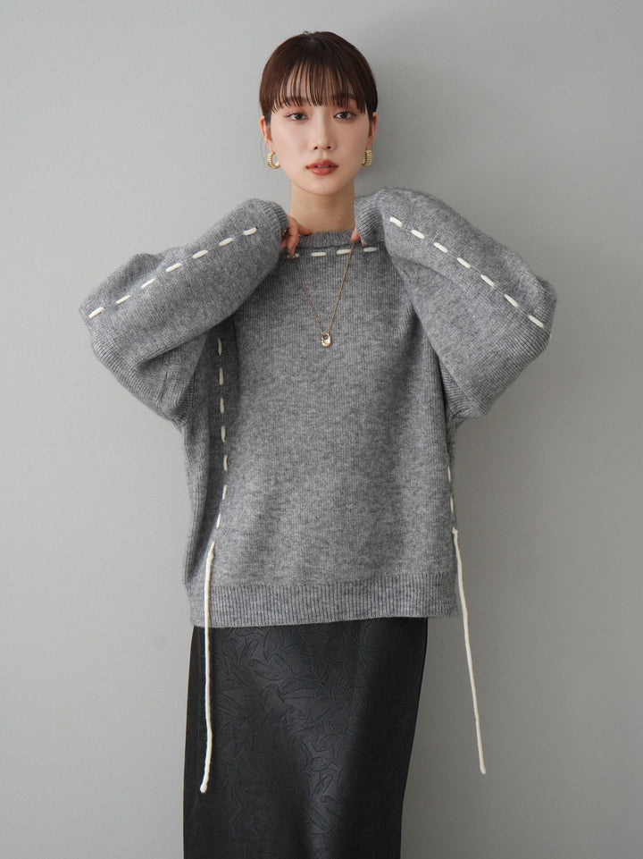 [預訂] 針織設計套頭衫/灰色