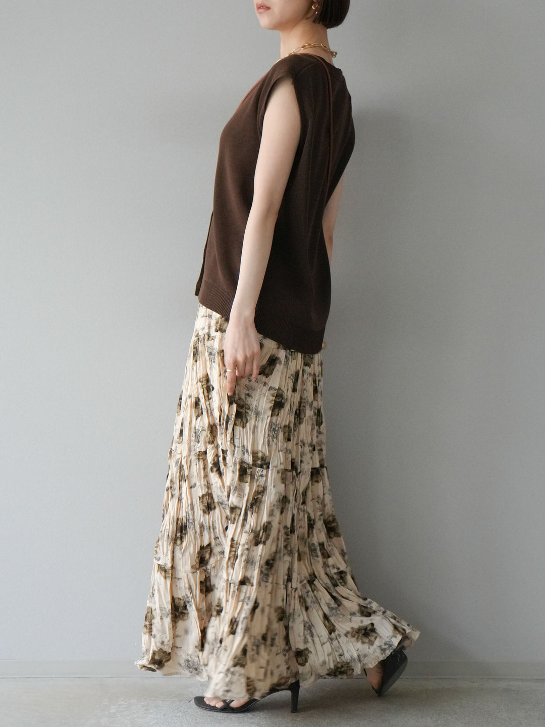 [SET]フラワーワッシャーロングスカート+フラワーワッシャーロングスカート(2set)