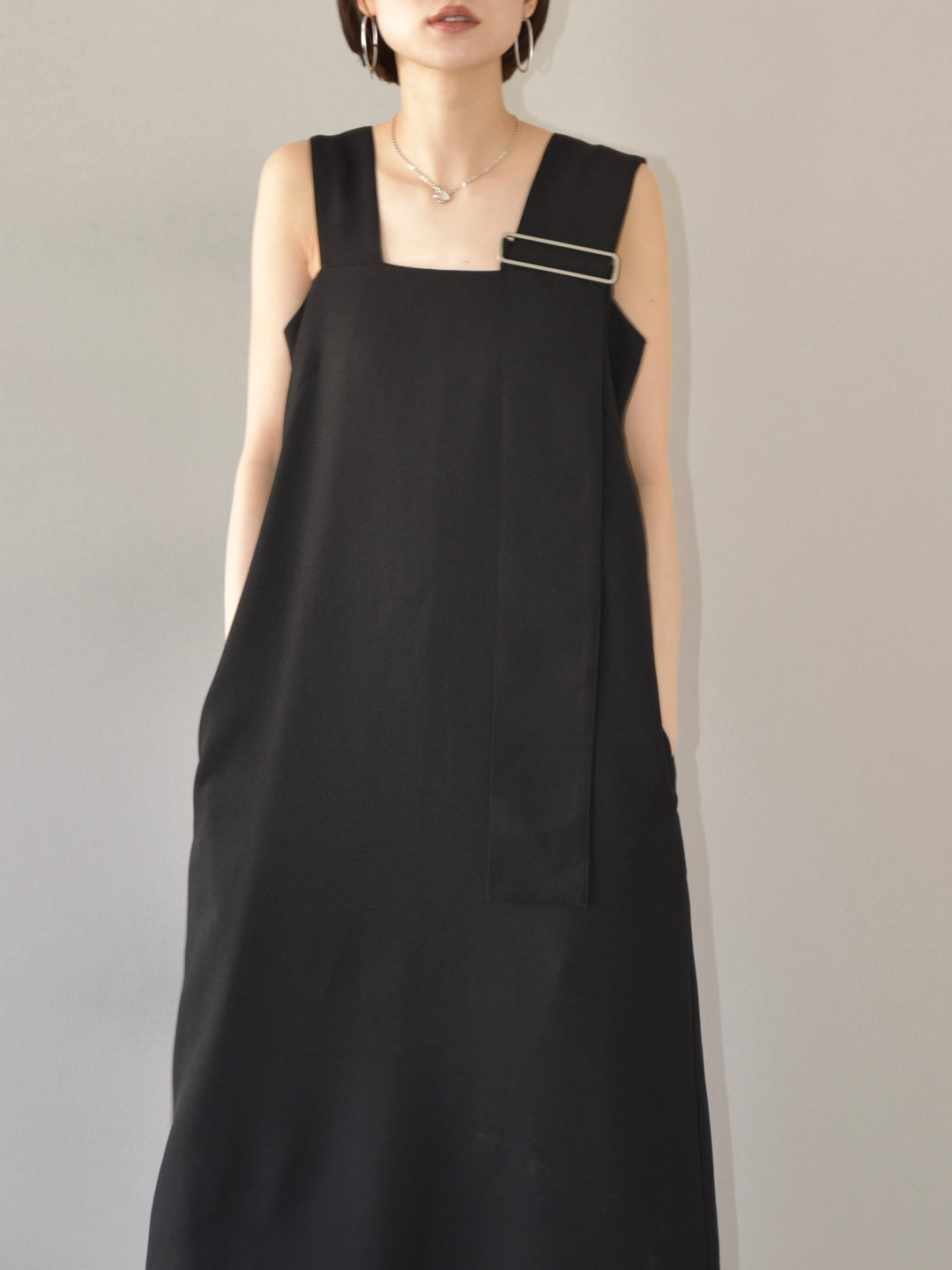 [予約]SLUB YARN ASYMMETRY DRESS/BLACK