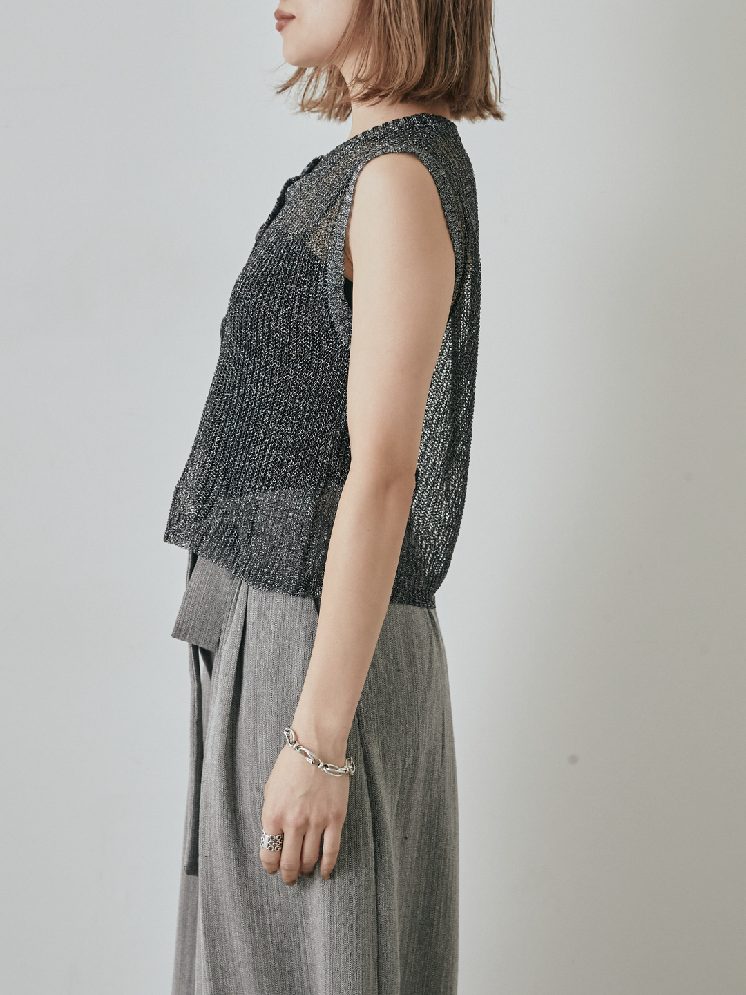 [予約]コードラメニットベスト/ブラック