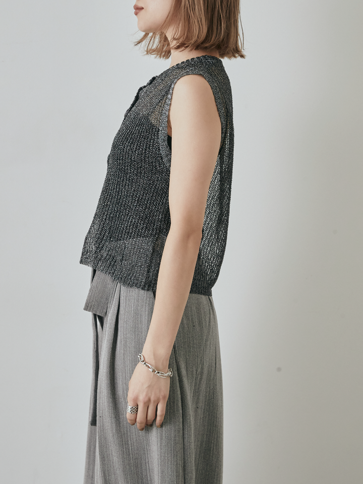 [予約]コードラメニットベスト/ブラック