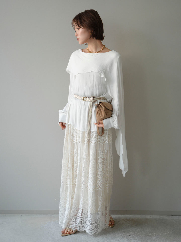 [予約]シルキードレープブラウス/white